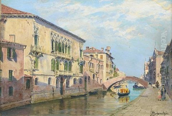 Palazzo Ca D'oro, Venice (+ A Venetian Backwater; Pair) Oil Painting by Antonietta Brandeis