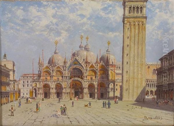 Basilica Di San Marco (the Rialto Bridge; 2 Works) Oil Painting by Antonietta Brandeis