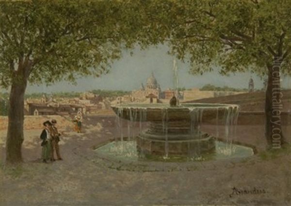 Veduta Dall Accademia Di Francia, Roma Oil Painting by Antonietta Brandeis