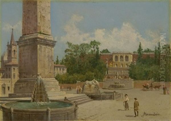 Auf Der Piazza Del Popolo In Rom Oil Painting by Antonietta Brandeis