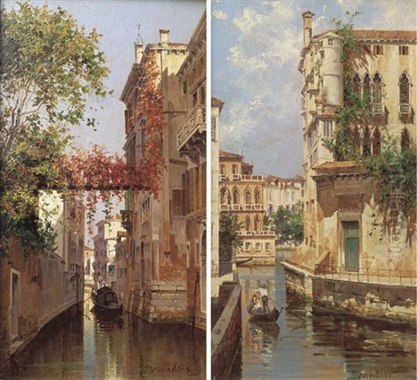 A View Of Palazzo Albrizzi, Venice (+ A View Of Palazzo Contanini, Venice; Pair) Oil Painting by Antonietta Brandeis