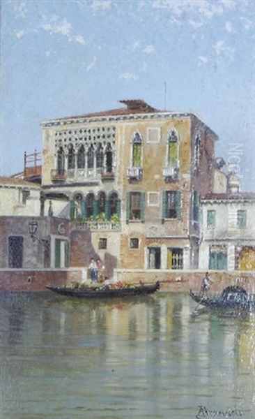 A View Of A Palace, Venice Oil Painting by Antonietta Brandeis