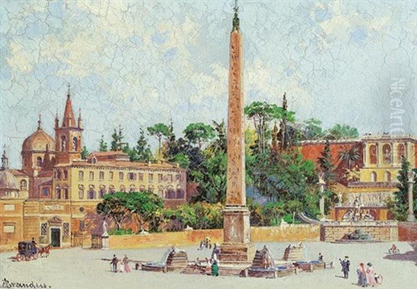 Piazza Del Popolo Oil Painting by Antonietta Brandeis