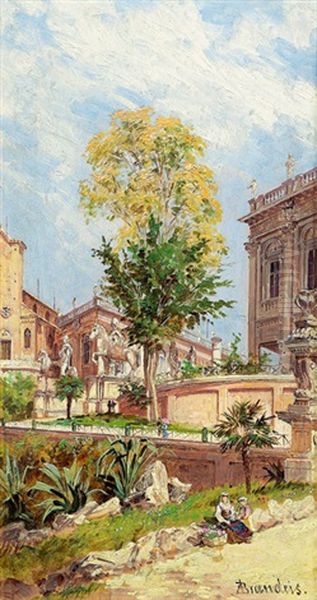 Piazza Del Capitoleo In Rom Oil Painting by Antonietta Brandeis