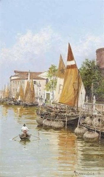 Fishing Boats, Venice Oil Painting by Antonietta Brandeis