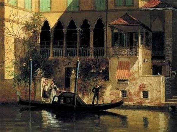 An Outing By Gondola Oil Painting by Antonietta Brandeis