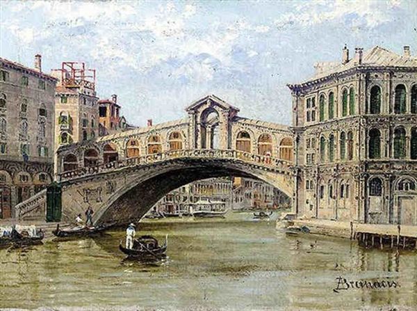 View Of The Rialto Bridge, Venice Oil Painting by Antonietta Brandeis