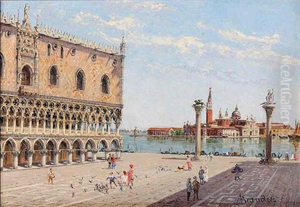 The Doge's Palace, San Giorgio Maggiore Beyond Oil Painting by Antonietta Brandeis