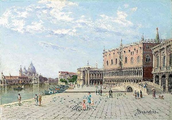 View Of The Doge's Palace, Santa Maria Della Salute Beyond Oil Painting by Antonietta Brandeis