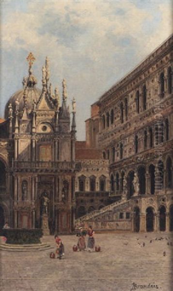 The Ricci Staircase, Doge's Palace, Venice Oil Painting by Antonietta Brandeis