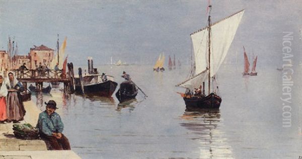 On The Lagoon, Venice Oil Painting by Antonietta Brandeis