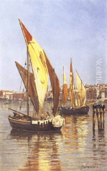 Barche Pescareccie, Venice Oil Painting by Antonietta Brandeis