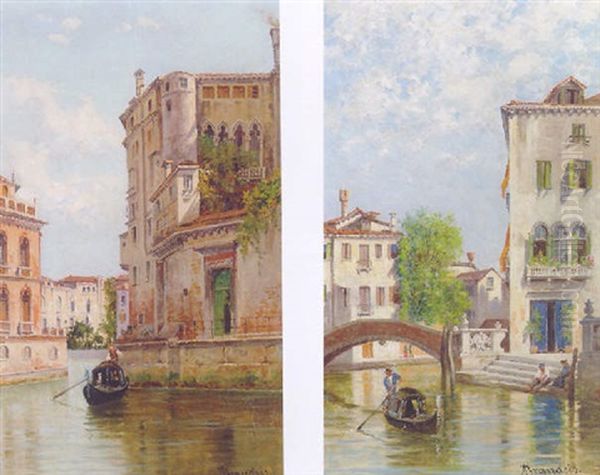 A Gondola On A Venetian Canal Oil Painting by Antonietta Brandeis