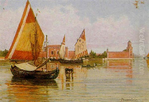 Fishing Boats At The Arsenale, Venice Oil Painting by Antonietta Brandeis