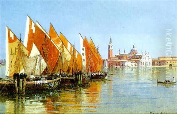 Barche De Pesca, Venice Oil Painting by Antonietta Brandeis