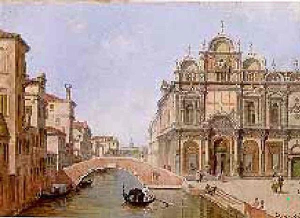 Canale Beside The Ospedale, Venice Oil Painting by Antonietta Brandeis