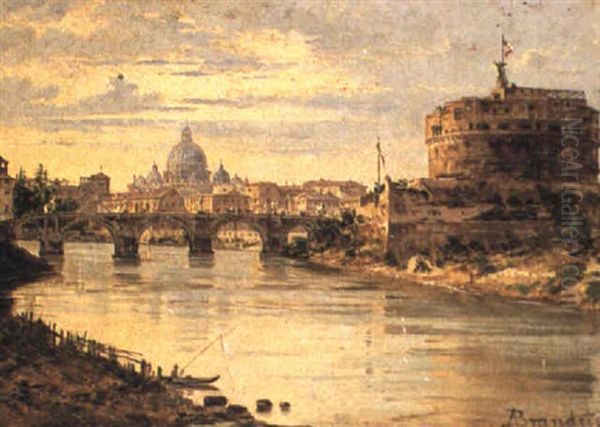 The Castel Sant'angelo And St. Peter's, Rome Oil Painting by Antonietta Brandeis