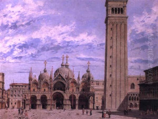 Figures Before St. Mark's, Venice Oil Painting by Antonietta Brandeis