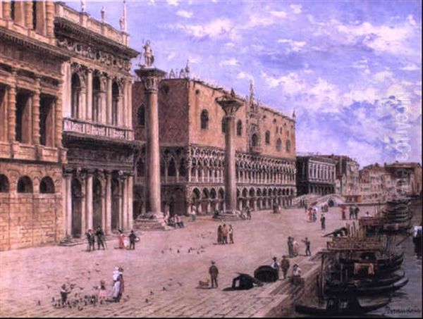 Figures In The Piazetta, Venice Oil Painting by Antonietta Brandeis