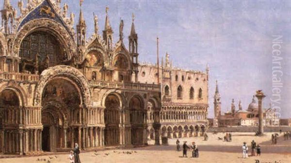 Marcuskirche Und Doger Palast In Venedig Oil Painting by Antonietta Brandeis