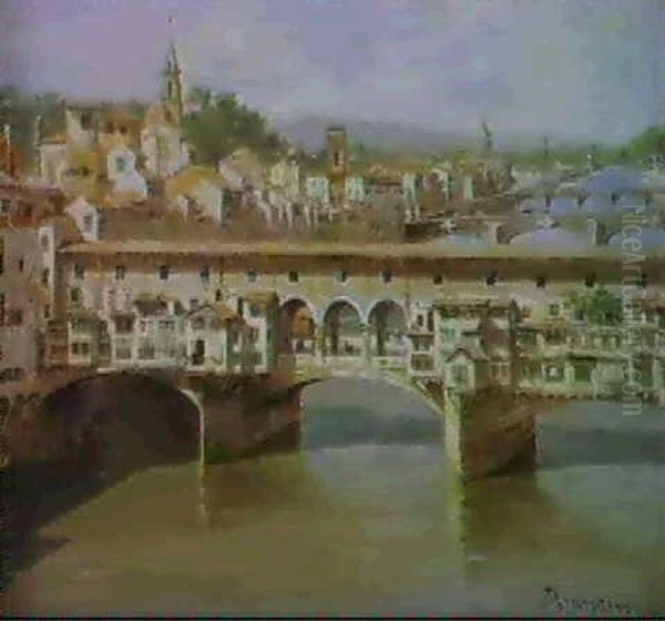 A View Of The Ponte Vecchio, Florence Oil Painting by Antonietta Brandeis