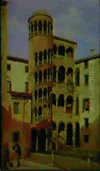 The Scala Del Bovolo, Venice Oil Painting by Antonietta Brandeis