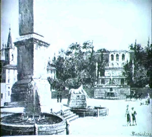 Passeggiata In Piazza Del Popolo Oil Painting by Antonietta Brandeis