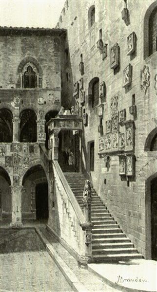 Cortile Del Bargello, Firenze Oil Painting by Antonietta Brandeis