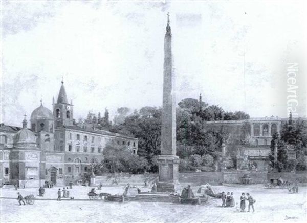 Piazza Del Popolo, Roma Oil Painting by Antonietta Brandeis