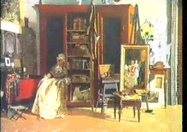 Im Maleratelier Oil Painting by Johann Adolf Brandeis