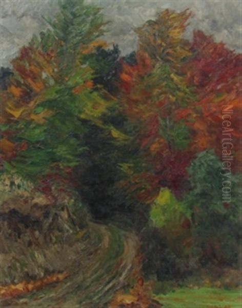 Herbstwald Oil Painting by Fritz Brandel