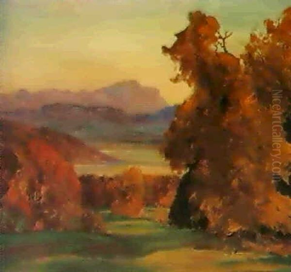 Herbstabend Am Ammersee Oil Painting by Fritz Brandel