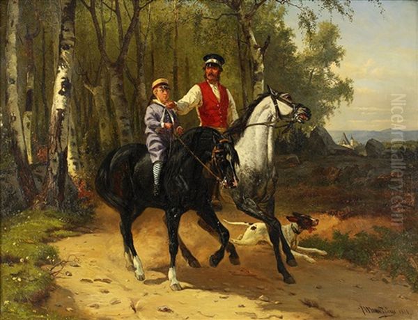 Ridturen Oil Painting by Bengt-Johan-Gustaf Brandelius