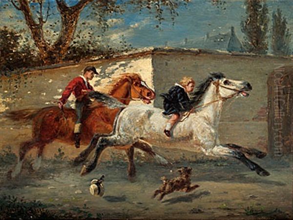 Kappritten Oil Painting by Bengt-Johan-Gustaf Brandelius