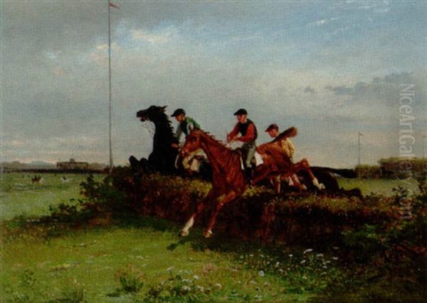 Galopptavling Oil Painting by Bengt-Johan-Gustaf Brandelius