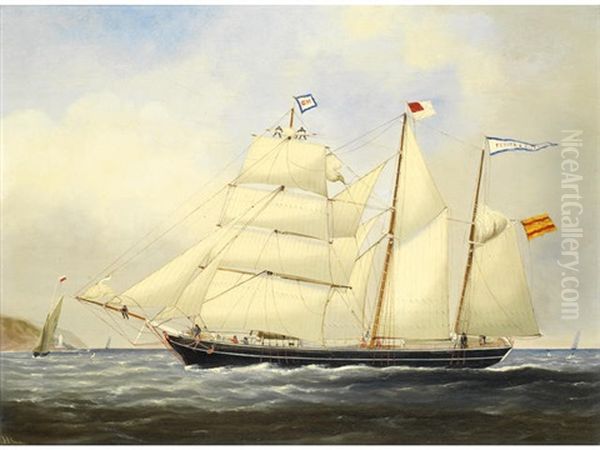 Pepita Y Vicenta, A Schooner In Full Sale (pair) Oil Painting by Alexander Kay Branden