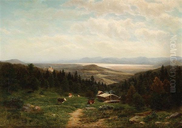 Lac De Montagne Anime Oil Painting by Wilhelm Brandenburg