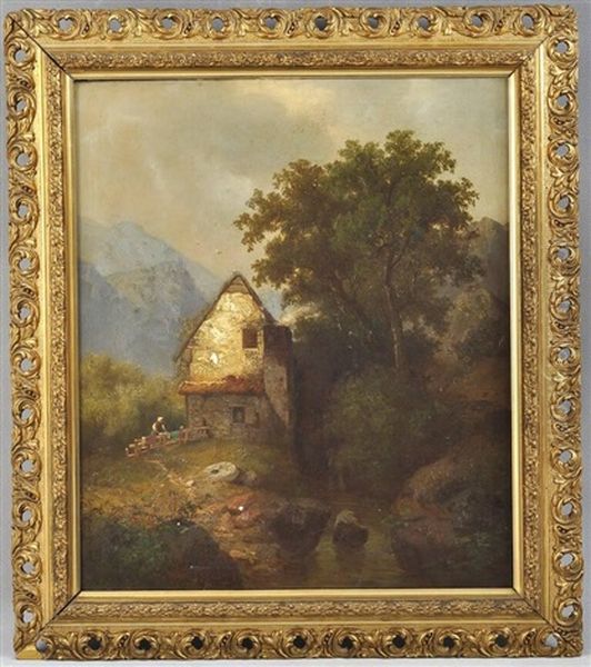 Alte Muhle Im Gebirgstal Oil Painting by Wilhelm Brandenburg