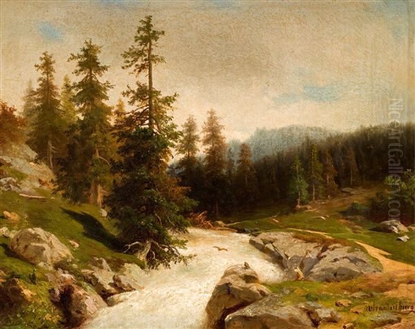 Gebirgslandschaft Mit Wildbach Oil Painting by Wilhelm Brandenburg