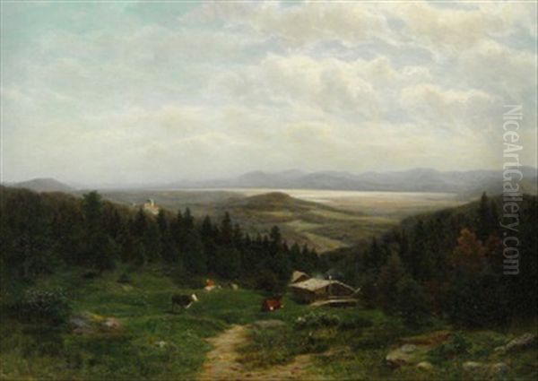 Blick Von Frasdorf Auf Den Chiemsee Oil Painting by Wilhelm Brandenburg