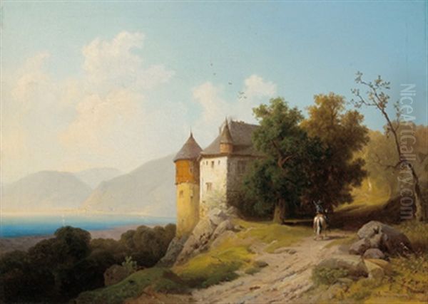 Blick Auf Schlos Chillon Am Genfersee (?) Oil Painting by Wilhelm Brandenburg