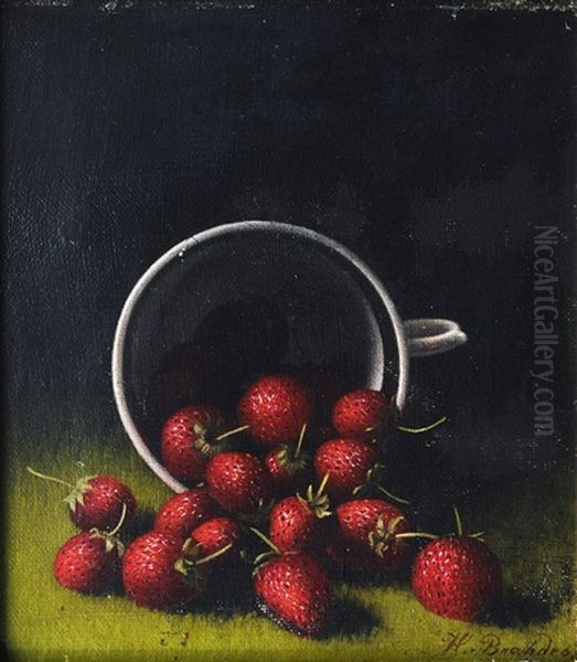 Still Life With Strawberries Oil Painting by Hans Heinrich Juergen Brandes