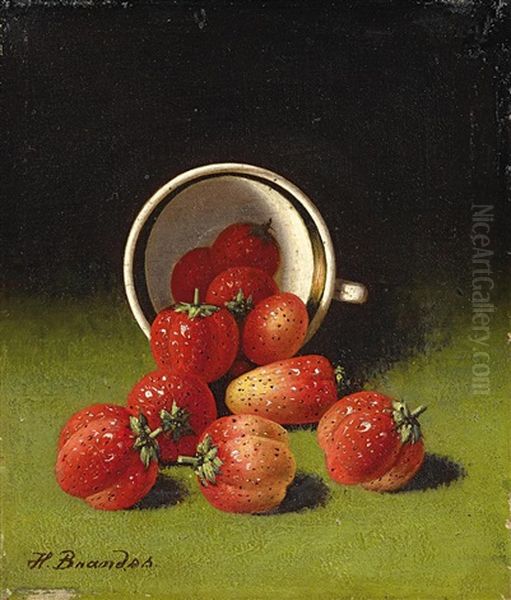 Eine Tasse Mit Erdbeeren Oil Painting by Hans Heinrich Juergen Brandes