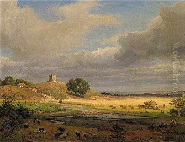 Landschaft Mit Kornfeld Oil Painting by Hans Heinrich Juergen Brandes