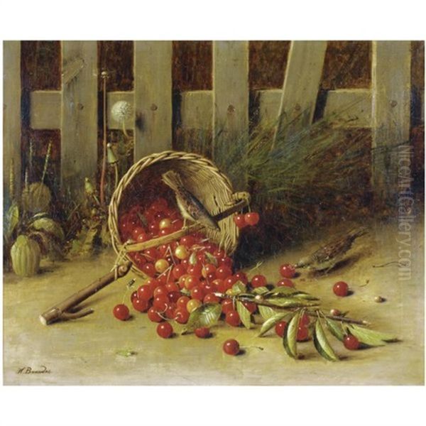 Cherry Pickers Oil Painting by Hans Heinrich Juergen Brandes