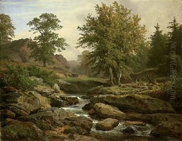 Landschaft Bei Harzburg Oil Painting by Hans Heinrich Juergen Brandes