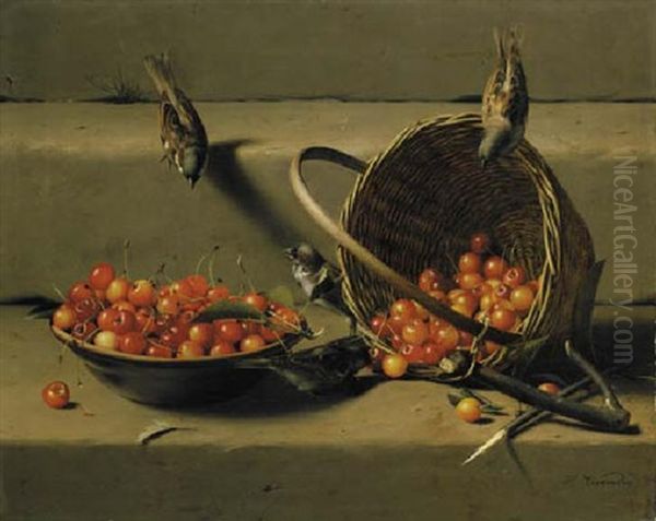 The Cherry Thieves Oil Painting by Hans Heinrich Juergen Brandes