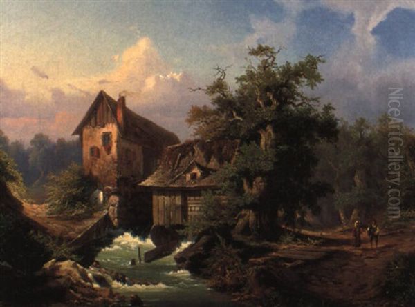 Alpenlandschaft Oil Painting by Hans Heinrich Juergen Brandes