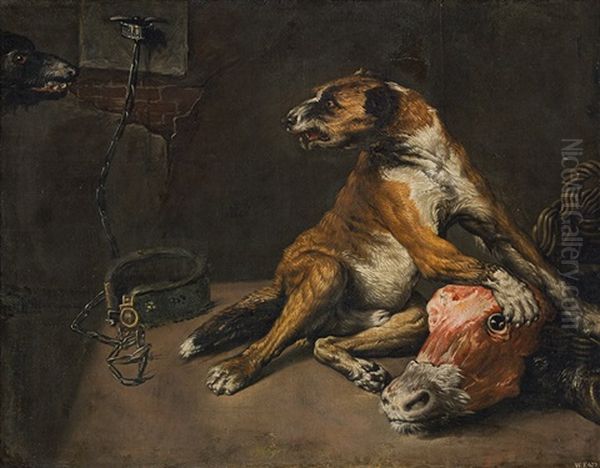 Dogs With Their Prey Oil Painting by Domenico Brandi