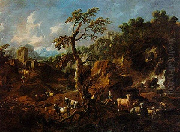 Paysage Au Berger Et Au Troupeau by Domenico Brandi